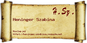 Heninger Szabina névjegykártya